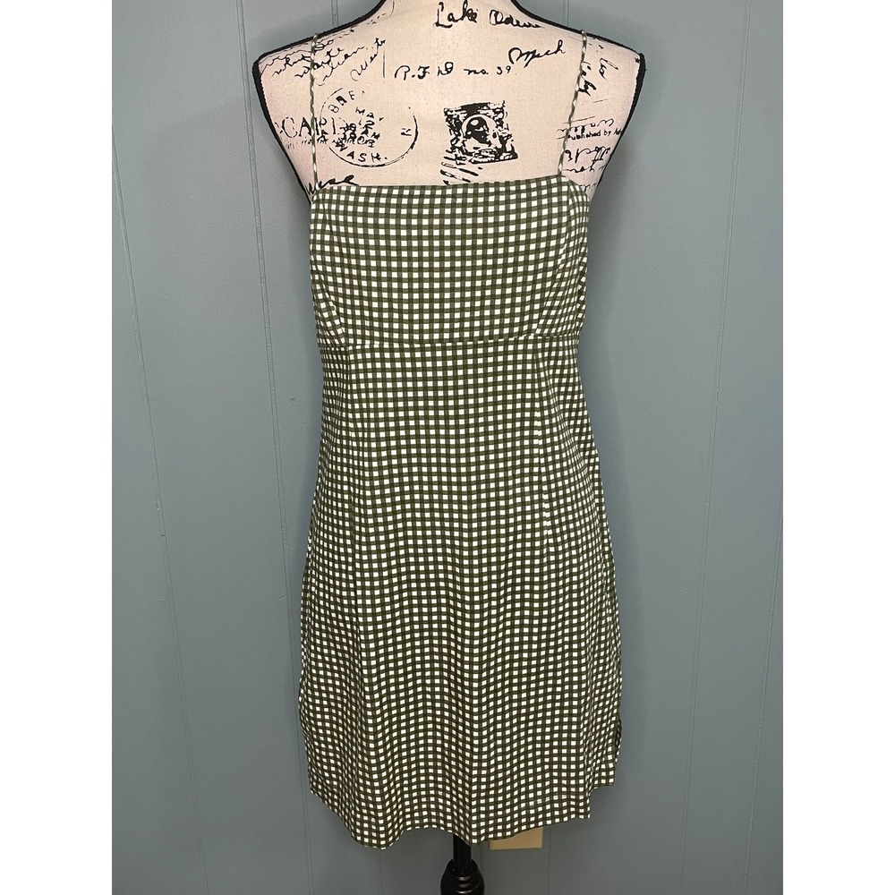URBAN OUTFITTERS Gingham Square Neck Spaghetti Strap‎ Mini Dress Size 6